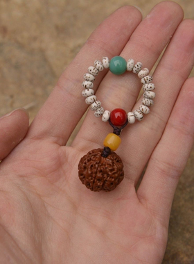 小众核桃花生手串搭配小葫芦和紫金鼠圆珠流苏滴流桃木小莲蓬琉苏