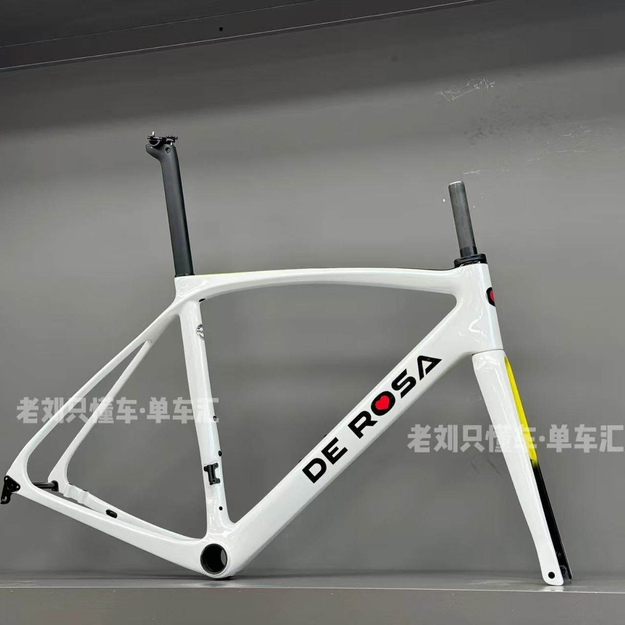 25款 意大利 德罗萨 DEROSA IDOL 碳纤维公路车架 白色 粉色