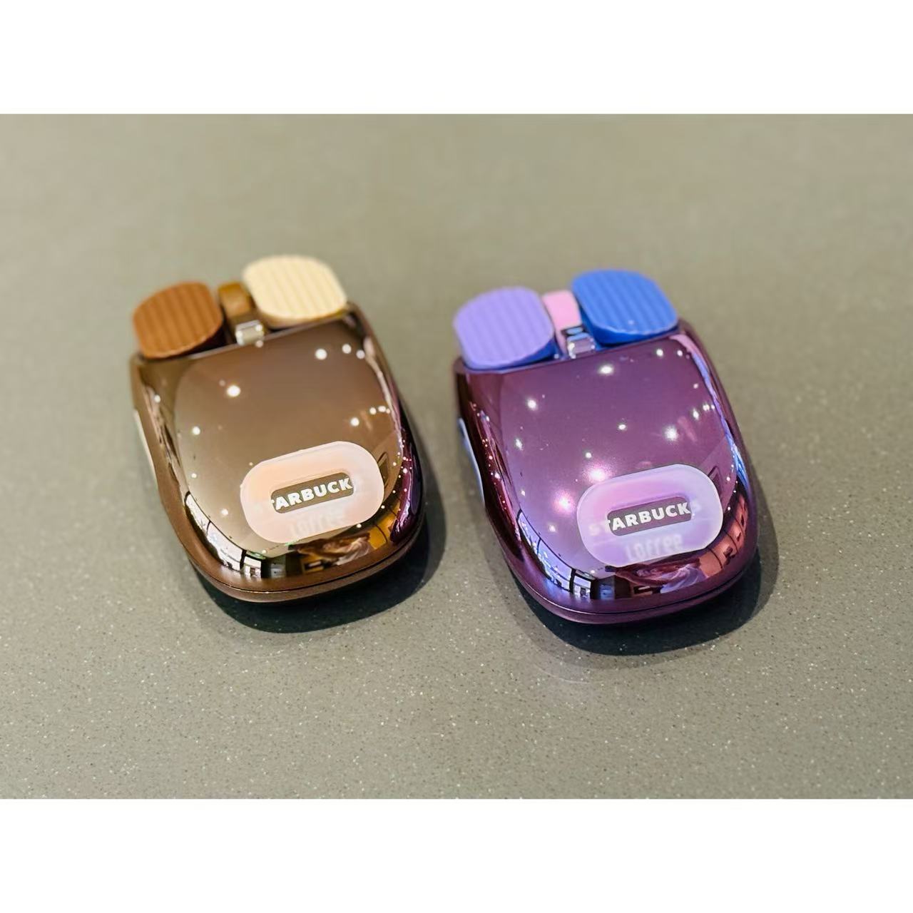 星巴克Lofree洛斐联名无线办公充电无线蓝牙鼠标棕色紫色