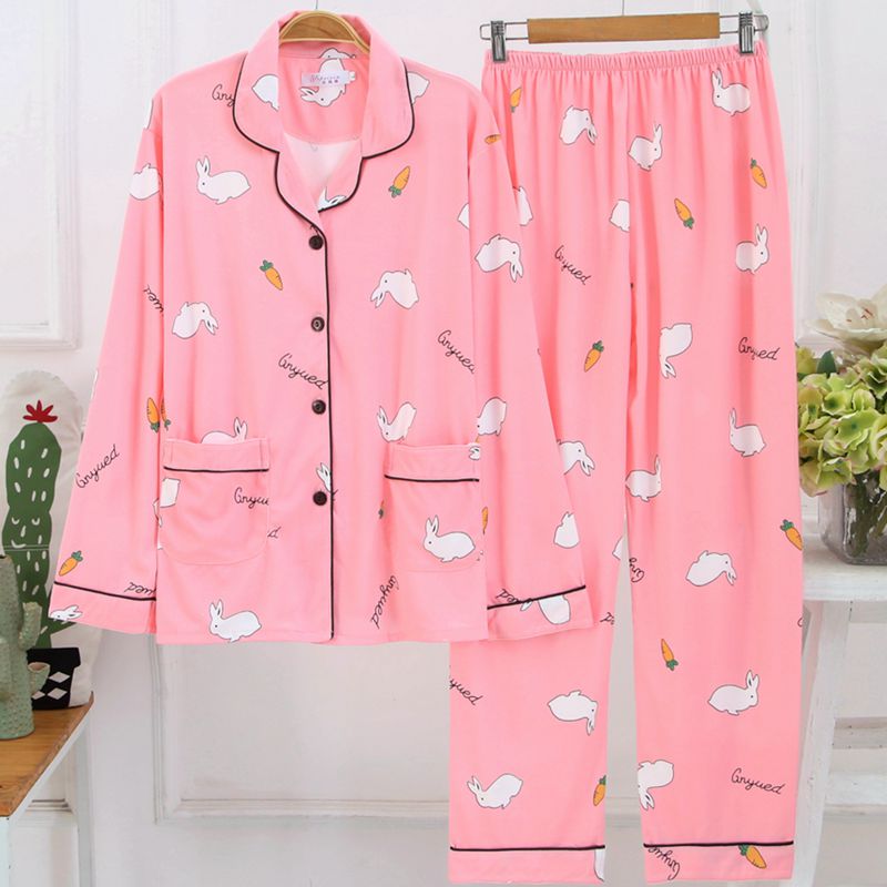 加肥加大码睡衣女春秋季长袖薄款