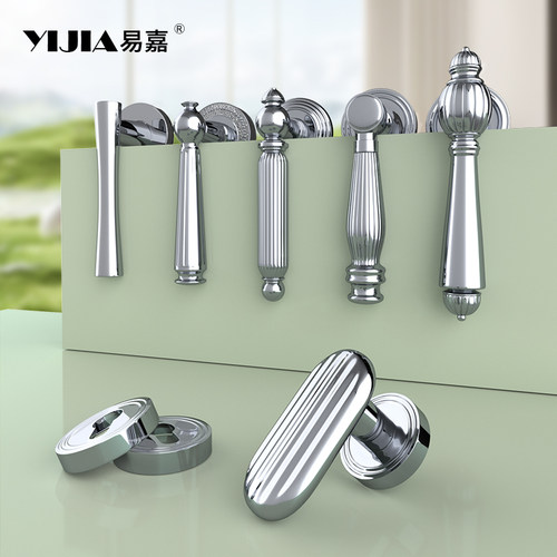 法式轻奢亮银色室内门锁把手