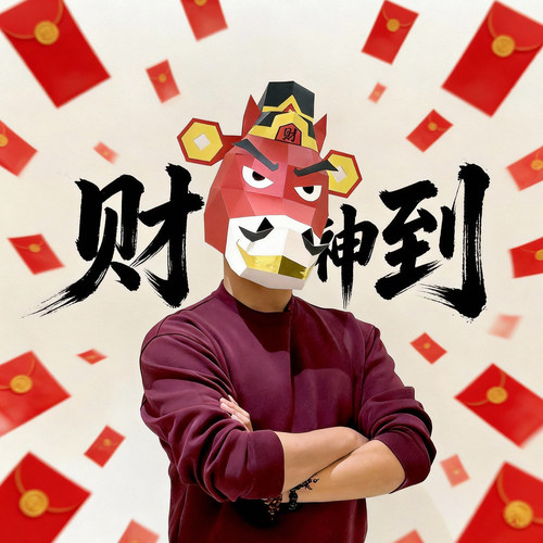 马财神折纸头套马头3D面具手工DIY新年装饰春节派对拍摄表演道具