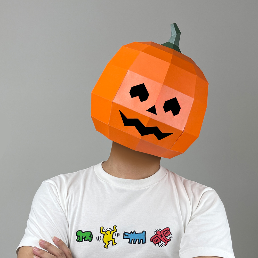 万圣节儿童可爱小南瓜发光面具创意派对化妆舞会恐怖手工折纸头套