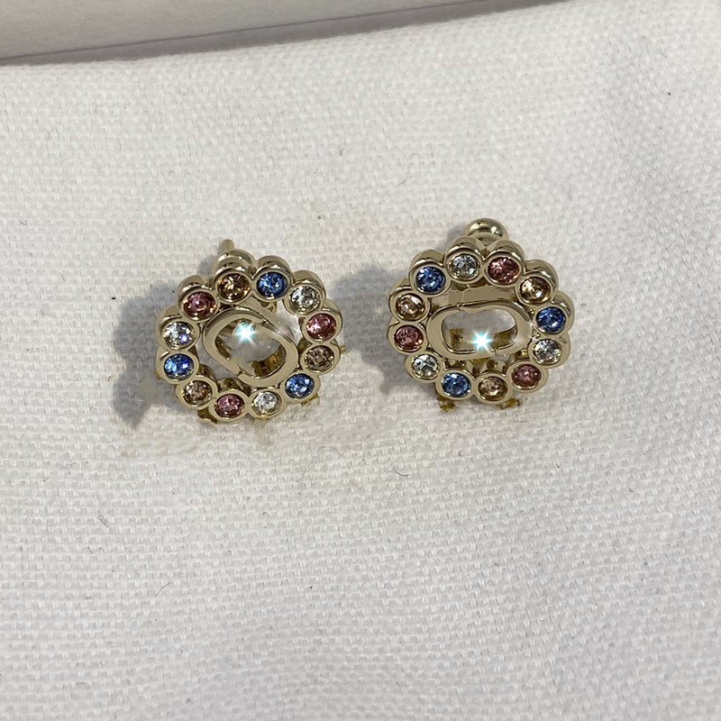 圆形彩色水钻迷你耳钉女时尚