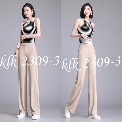 高腰休闲卡里卡长裤莫代尔直筒