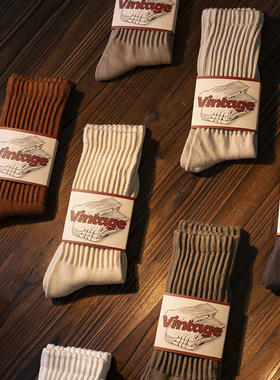 ARMOR MADNESS美式复古袜日系粗线长袜情侣棉袜男女堆堆袜长筒袜