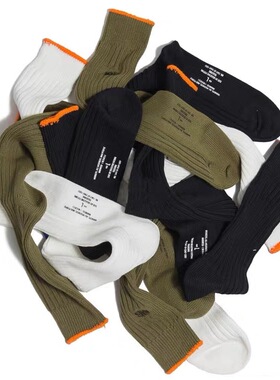 ARMOR MADNESS 余文乐同款橙边彩条刺绣中筒袜街头粗线袜运动袜