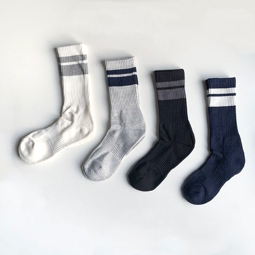 长绒棉条纹加厚毛巾底工装袜子