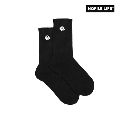 NOFILE LIFE 24SS 简约卡通幽灵刺绣袜子长筒袜纯棉袜子