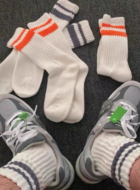 ARMOR MADNESS 日系cityboy粗纱袜子 条纹堆积感纯棉简约毛巾底袜