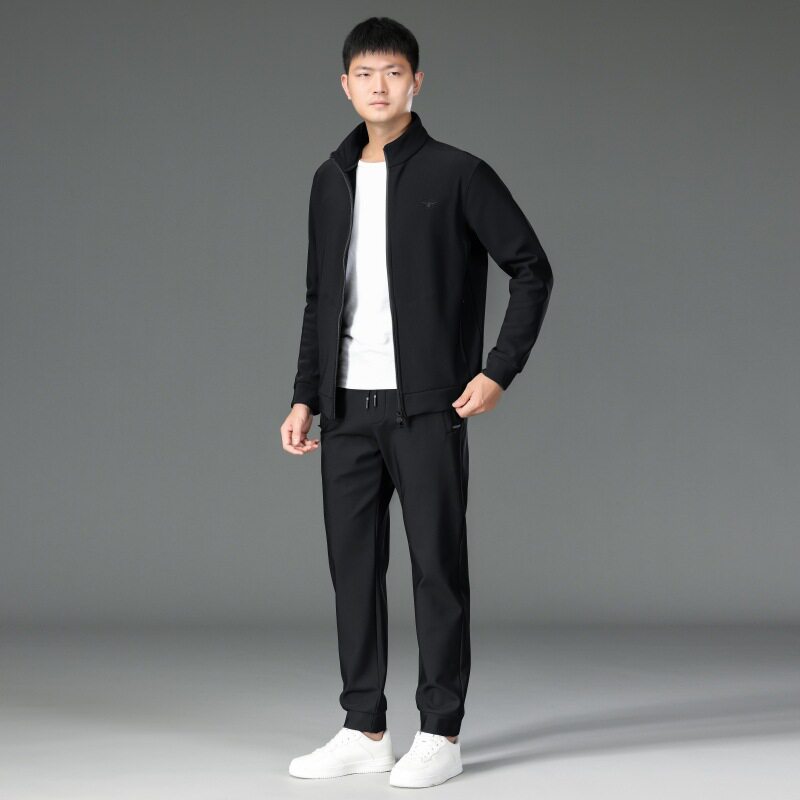 轻奢运动服套装男士夹克外套长裤两件套2026春秋冬季男装开衫卫衣