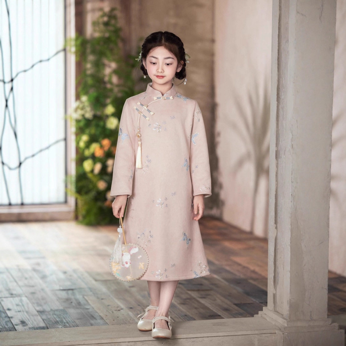 粉色女童旗袍母女亲子装2026新款新中式儿童连衣裙改良汉服跨境