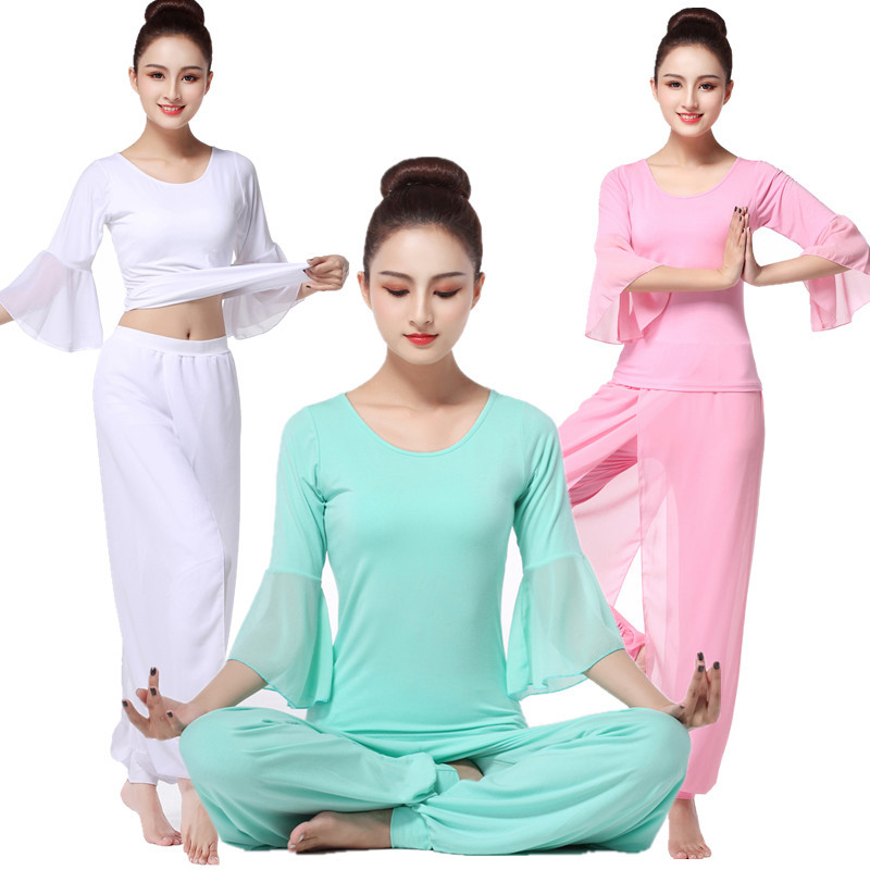 套装春夏雪纺修身舞韵瑜伽服