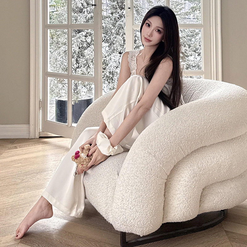 性感睡衣女款春秋季冰雪丝吊带长裤家居服夏季新款感纯色套装跨境
