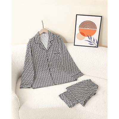 叠影F情侣轻奢高级感口袋版睡衣早春季冰丝丝绸长袖舒适套装家居