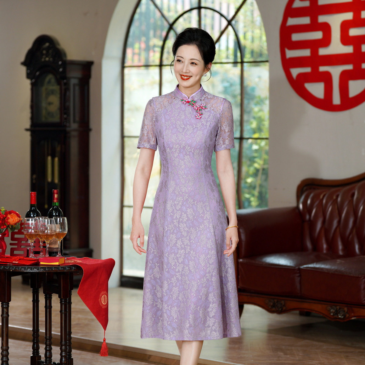 2026春夏季新款感旗袍连衣裙婚礼国潮婚宴装结婚气质短袖高档女装