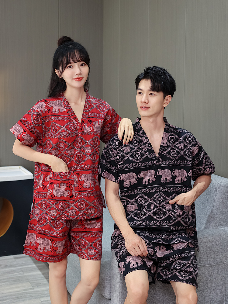 芈竹纯棉汗蒸服女桑拿睡衣斜纹足疗家居服按摩洗浴男款大码浴衣