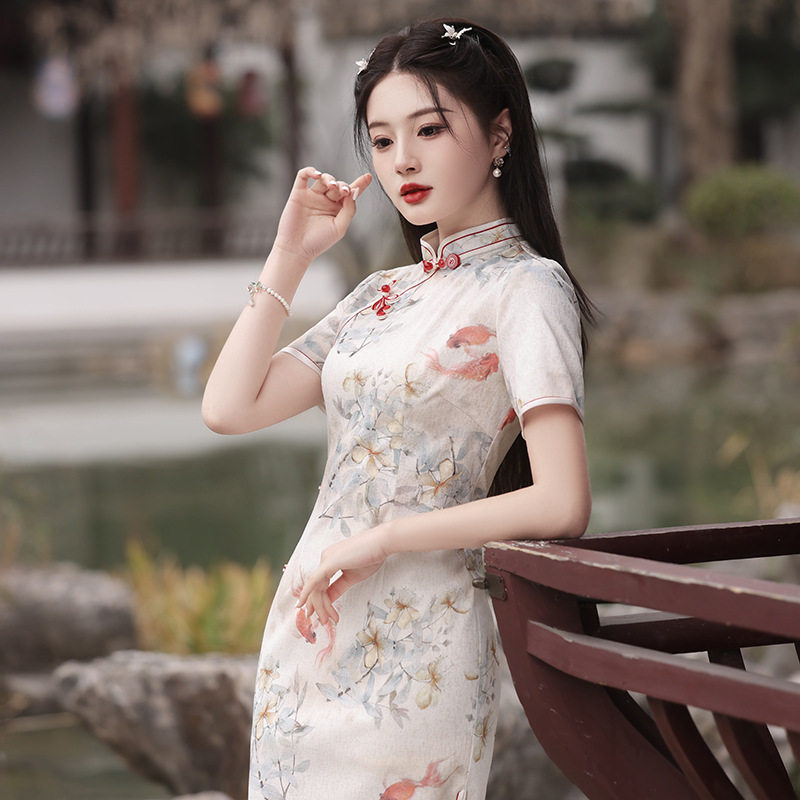 礼服连衣裙女装2026多丽丝复合长款旗袍民国复古风春季新款短袖