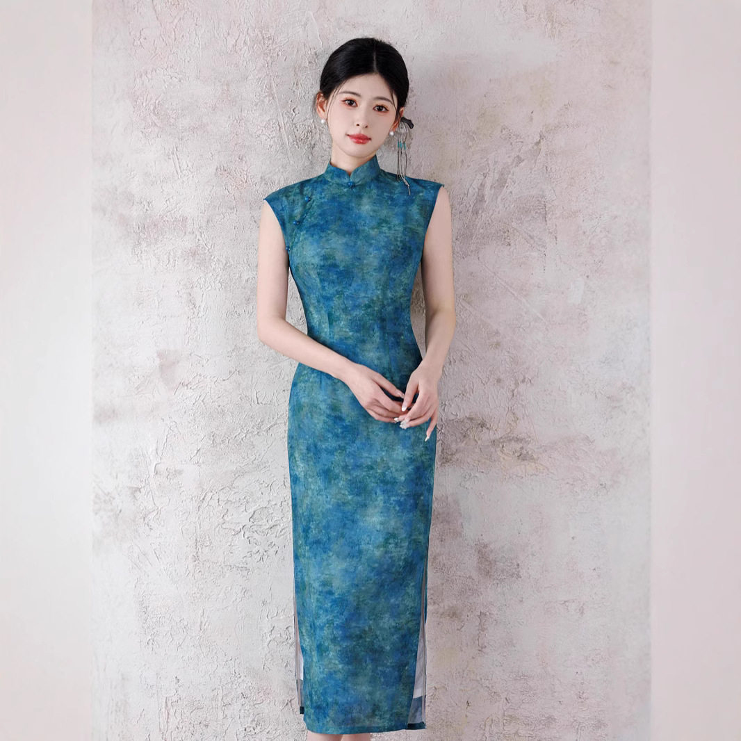2026春夏款中国风天丝麻长款斜襟改良旗袍女装改良连衣裙日常新品