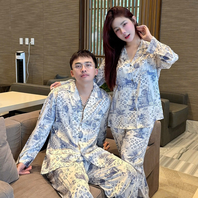 欧式2026春夏情侣轻奢精致风冰丝丝绸睡衣春夏季舒适家居服套装