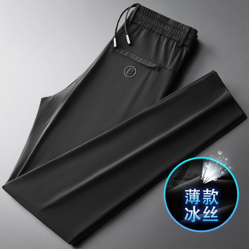 质感冰丝速干男裤夏季爸爸裤子超薄款商务休闲裤直筒男士长裤外贸
