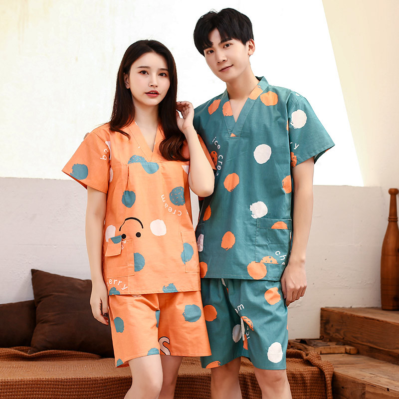 新款家居服汗蒸服棉质男女情侣桑拿洗浴服棉睡衣套装按摩足疗服女