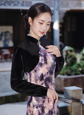 2026春季新款新中式改良旗袍绝美拼接丝绒连衣裙礼服气质女装日常