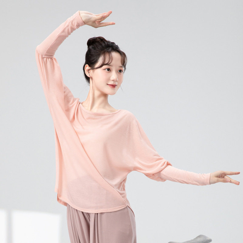 舞蹈服女成人宽松罩衫垂感形体服中国古典教师形体练功长袖上衣