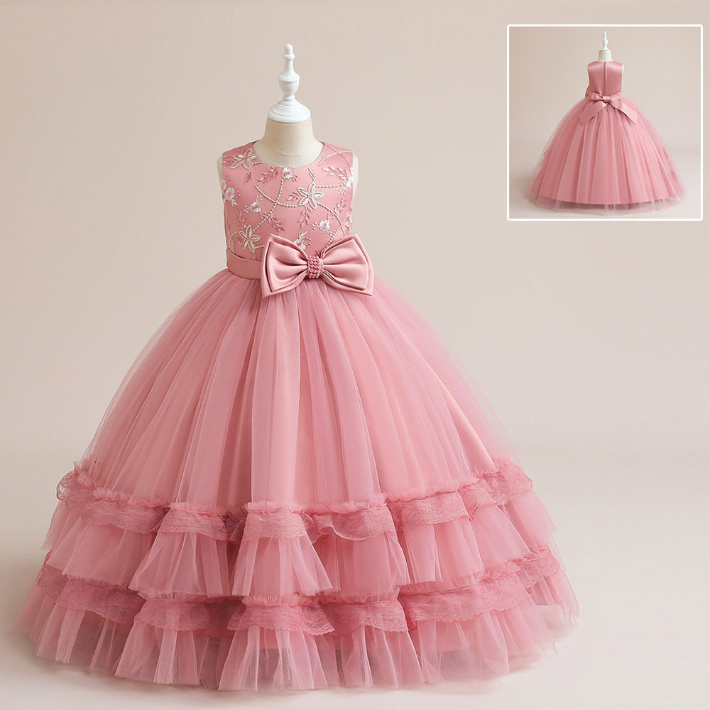 亚马逊跨境童装礼服裙女童蝴蝶结婚纱礼服绣花网纱公主蓬蓬裙,童装/婴儿装/亲子装,儿童礼服,淘宝优惠券,粉丝福利购,淘宝优惠卷