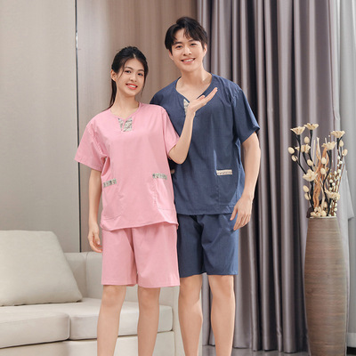 高档汗蒸服贮麻女按摩桑拿服男士足浴服酒店浴衣艾灸服理疗服