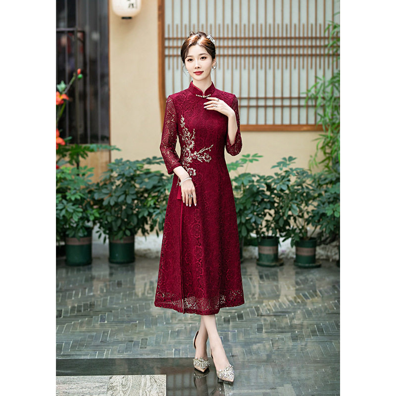 喜婆婆旗袍婚宴中年妈妈装旗袍喜服贵2026秋新款结婚礼服日常可穿