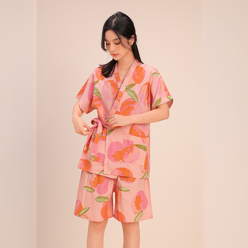 纯棉汗蒸服开衫女斜纹16*36支大码和服男套装足疗家居按摩洗浴衣