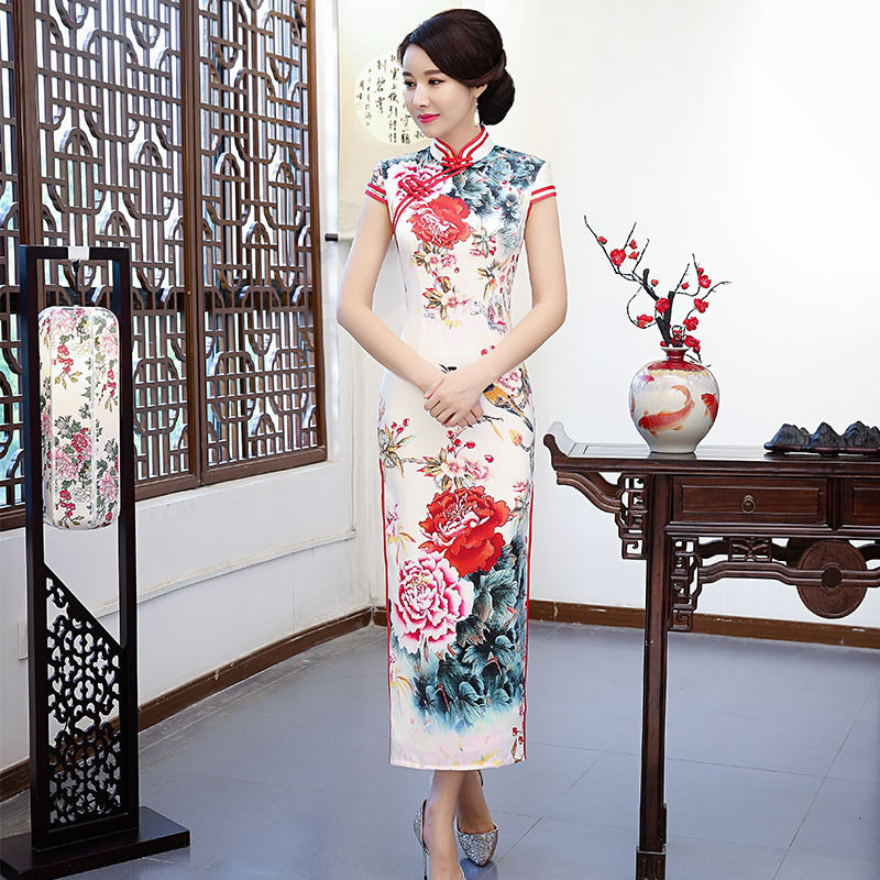 定位花走秀长款旗袍2026新款女舞台走秀演出服装礼服连衣裙日常