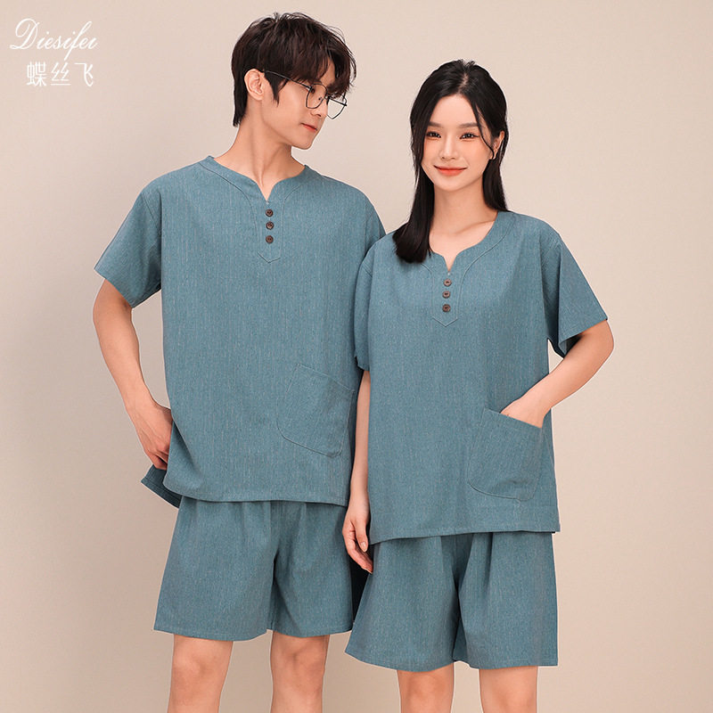 汗蒸服女条纹大码男睡衣情侣款足疗洗浴桑拿服按摩艾灸汗蒸衣服