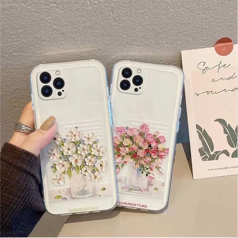 郁金香适用于苹果15promax手机壳新款16高级感14pro花盆13油画12X