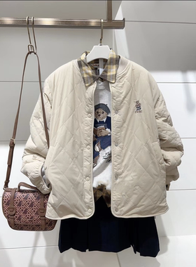 小熊棉衣2024冬季新款韩版宽松两面穿仿羊羔绒防风保暖棉服外套女