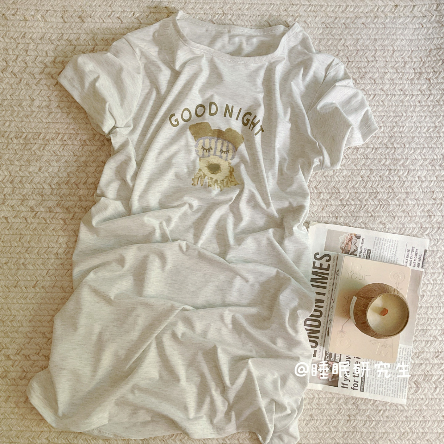 【睡觉穿的睡裙】春夏季女日系小狗睡衣弹力软料莫代尔短袖睡裙