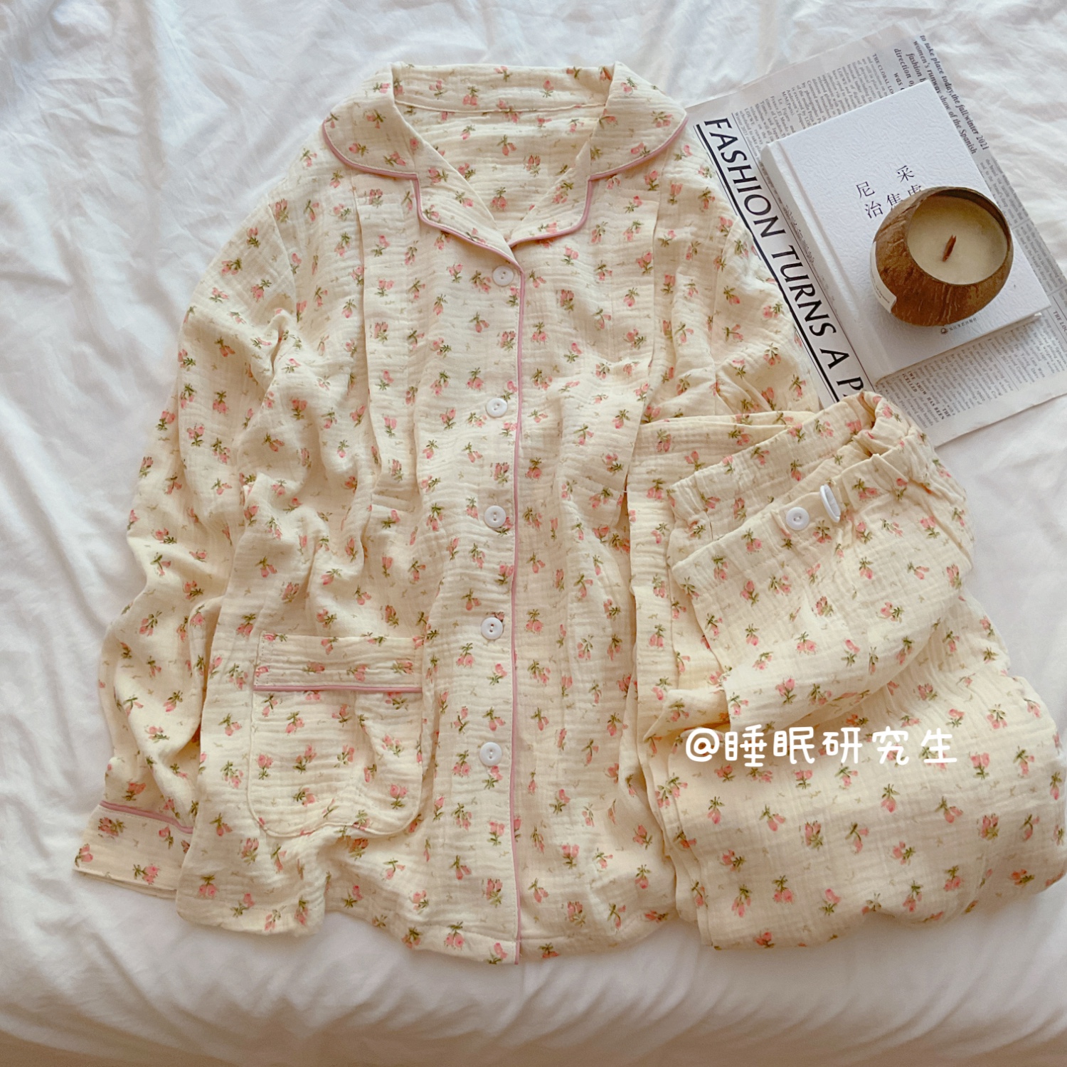 【香水茉莉】秋季女睡衣软料家居服纯棉套装婴儿棉可调节月子服