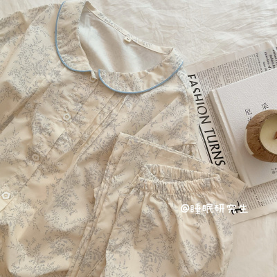 【软糖少女】A类全棉春夏新款女睡衣纯棉短袖长裤套装碎花家居服