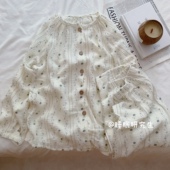 长裤 女睡衣纯棉两件套绉布长袖 春夏季 家居服休闲简约 豌豆公主