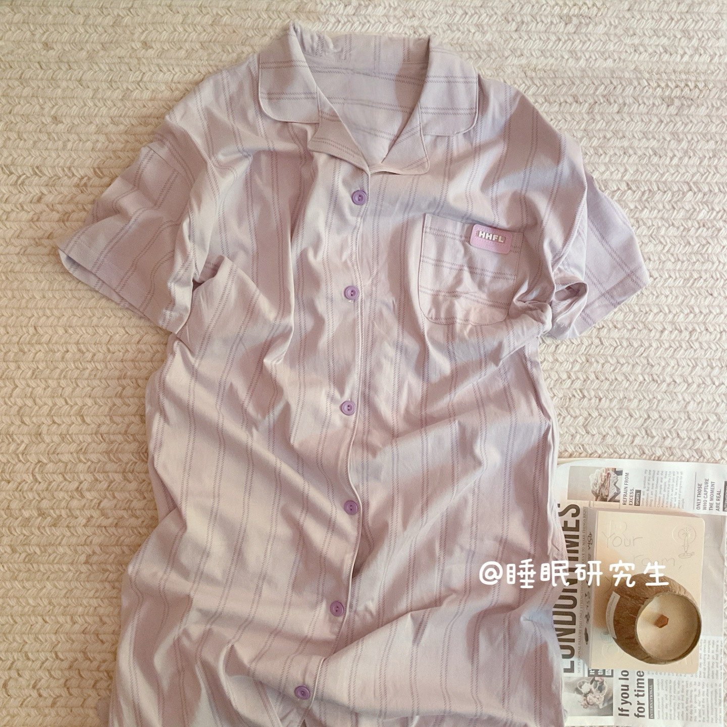 【双口袋睡裙】夏季女睡衣日系条纹家居服软料纯棉衬衫裙