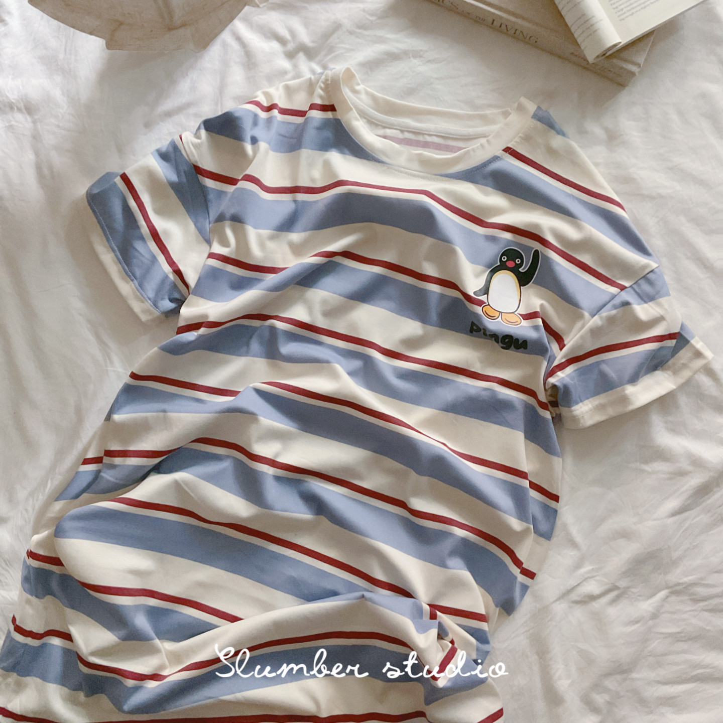 【薄荷牛奶】春夏季女睡衣云感系列条纹家居服吸汗透气短袖睡裙