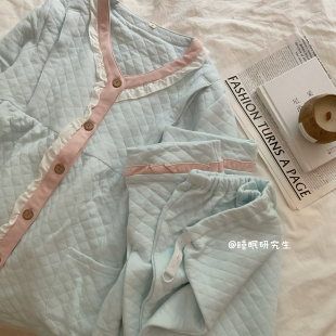 【芬兰风铃】秋冬新款女睡衣纯棉月子服产后家居服两件套加棉加厚