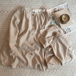 【香缇奶油】春夏季女睡衣软料简约日系纯色家居服长袖长裤纯棉