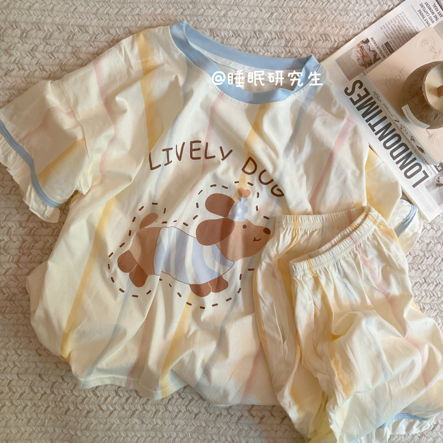 【好吃小米蕉】夏季女睡衣软料短袖短裤纯棉套装双口袋