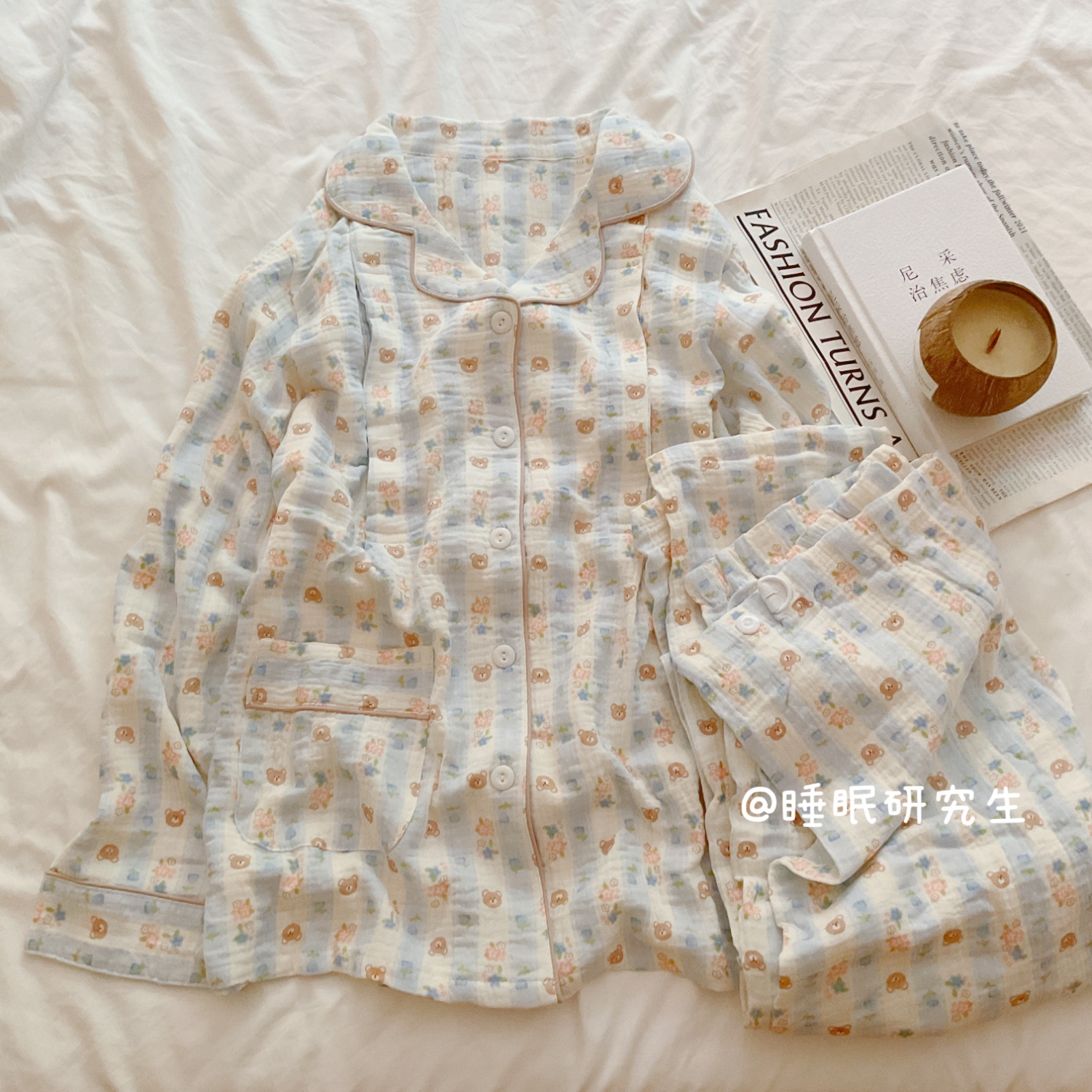 【海盐布朗尼】秋季女睡衣软料家居服纯棉套装婴儿棉可调节月子服