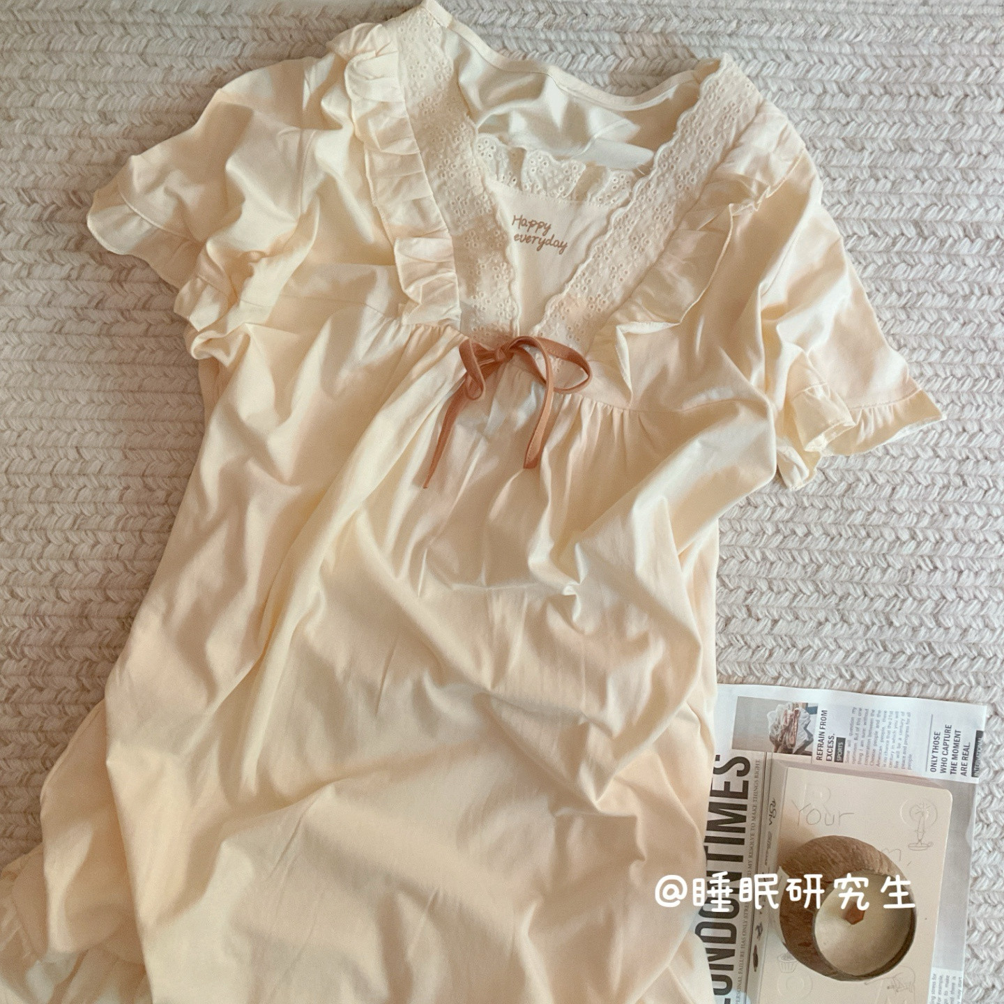 【蛋糕芭蕾】春夏季女睡衣软料家居服短袖纯棉睡裙侧边双口袋