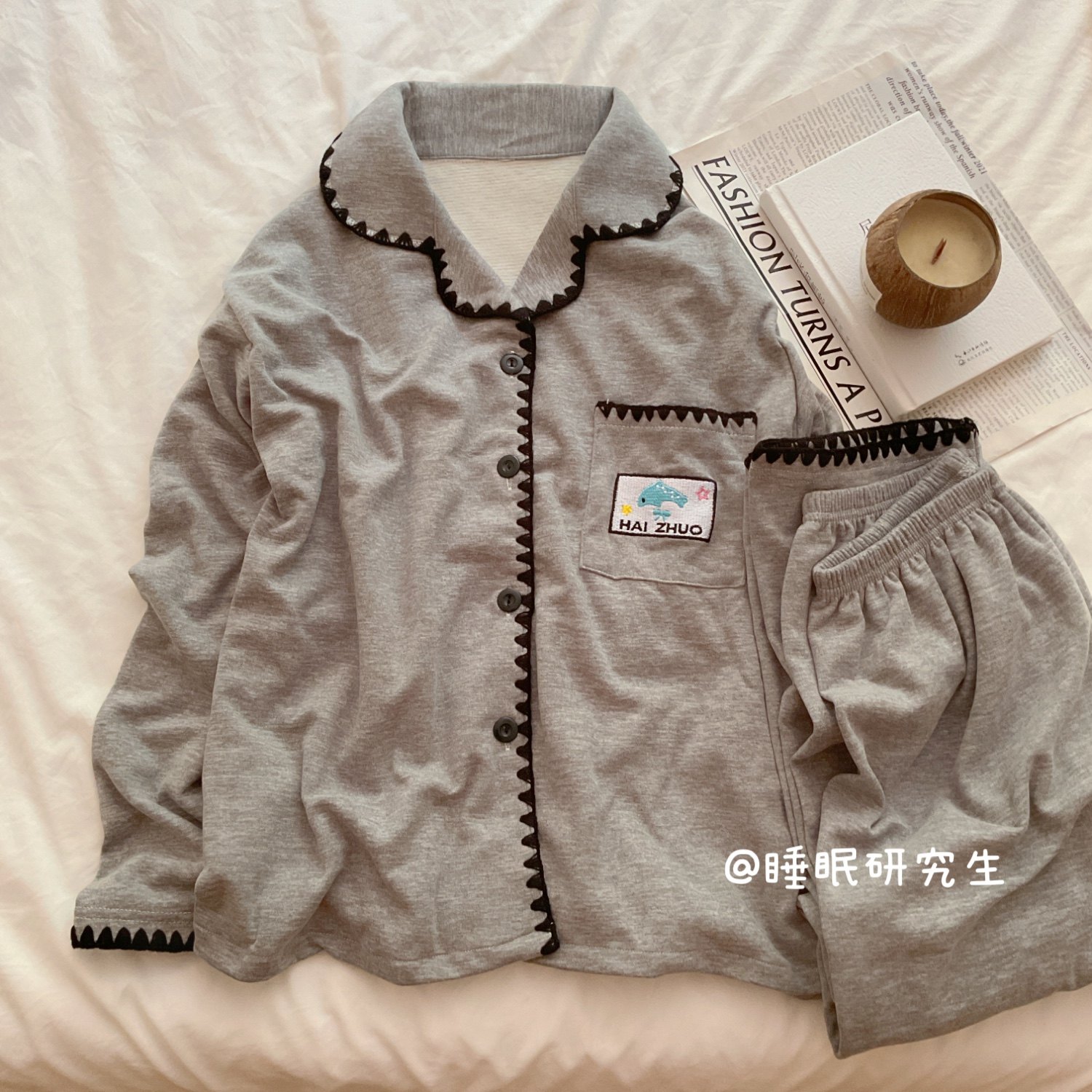 【托斯卡纳】秋冬季女睡衣细腻德绒家居服织物压边慕斯系列小海豚
