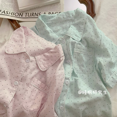 【Rainy小雨点】A类全棉柔雾纱夏季女睡衣纯棉套装软料波点家居服