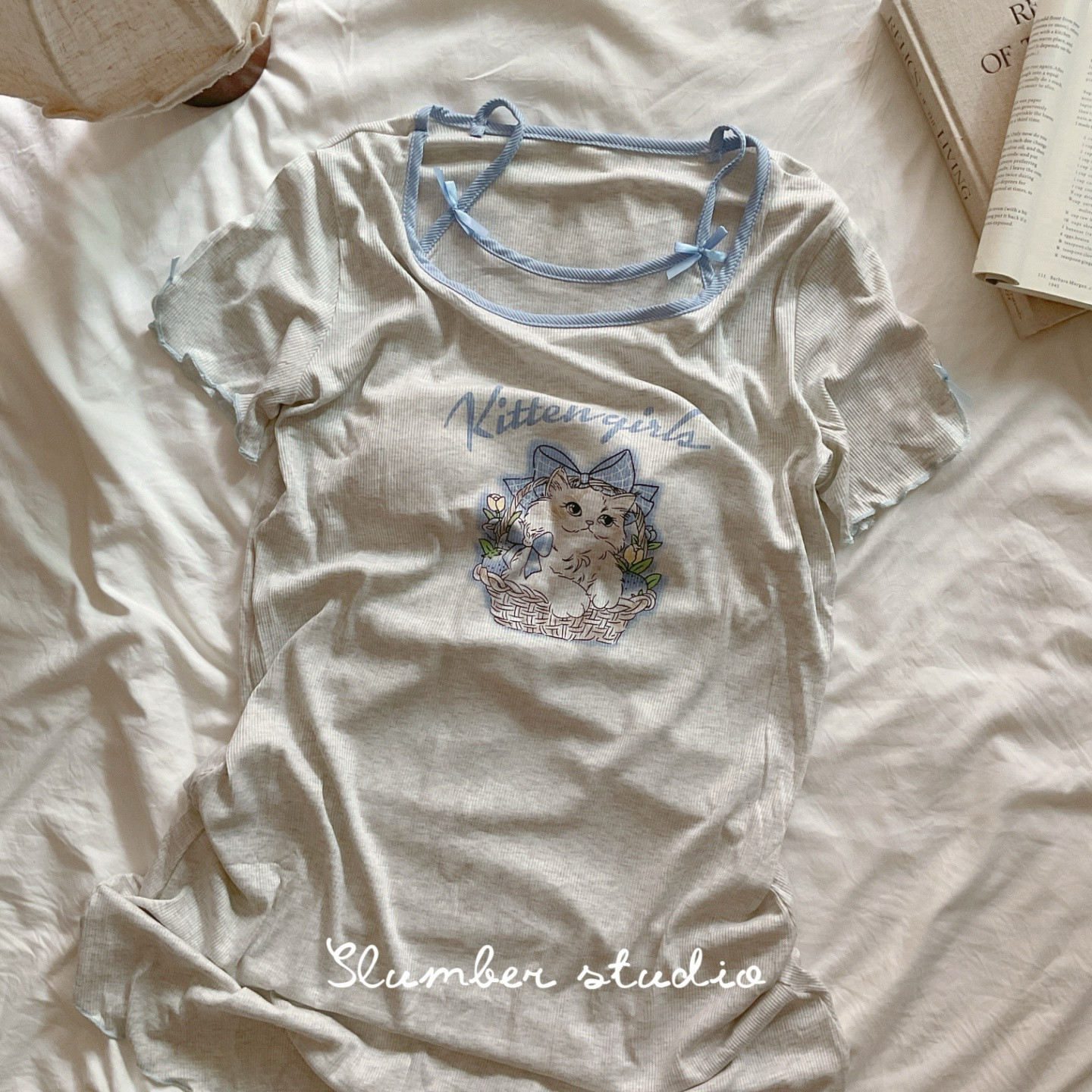 【小猫的礼物】带胸垫夏季女睡衣家居服凉感莫代尔针织软料睡裙